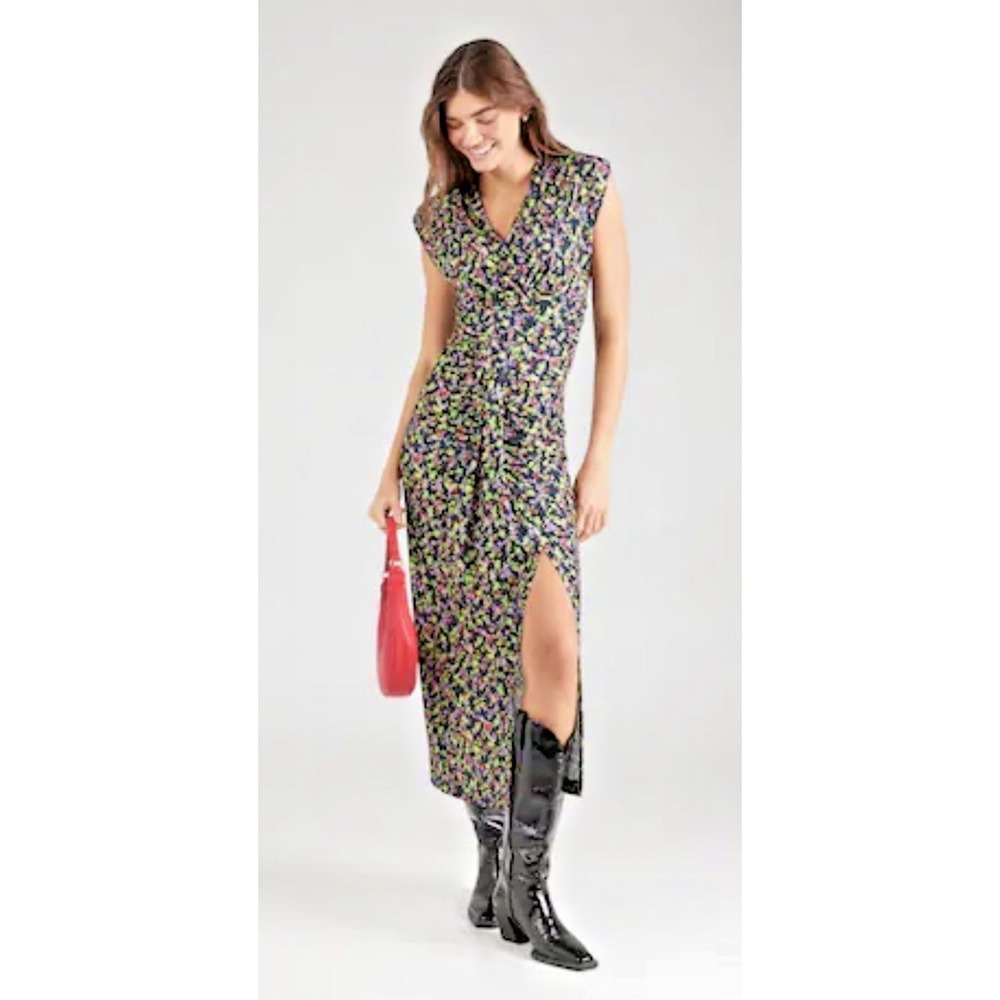 Essentiel Antwerp Size 2 US 6 Hewing Floral Stretch Jersey Midi Dress Nightshade